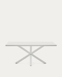 Table Argo 180 x 100 cm mélamine blanc et pieds blanc