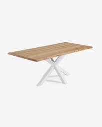 Table Argo placage de chêne finition naturelle et pieds en acier blanc 180 x 100 cm