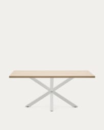 Table Argo 180 x 100 cm mélamine naturelle et pieds en acier blanc