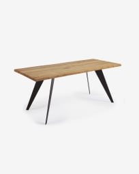 Τραπέζι Koda, δρύινος καπλαμάς σε φυσικό φινίρισμα και μαύρα ατσάλινα πόδια, 160x90εκ