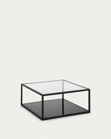 Blackhill Couchtisch 80 x 80 cm aus Glas und Stahl mit schwarzem Finish