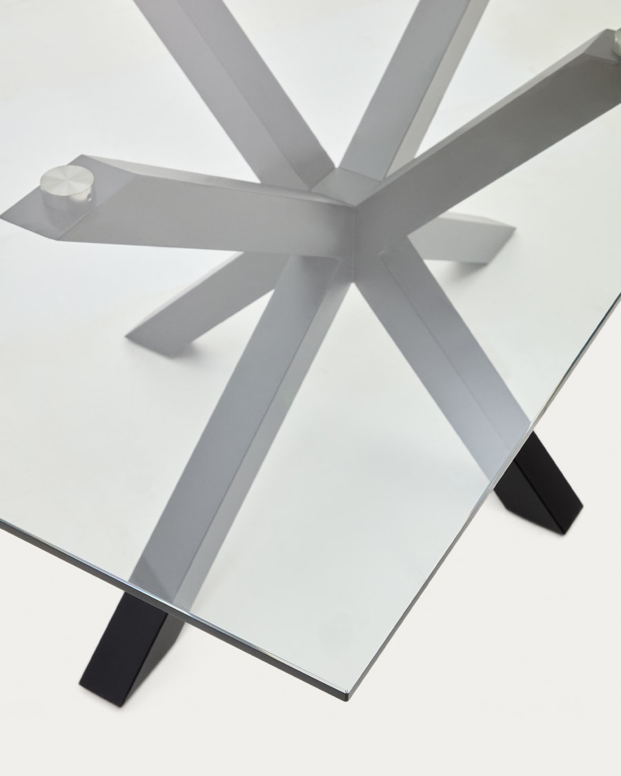 Tavolo Argo in vetro e gambe in acciaio finitura nera 200 x 100 cm