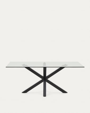 Τραπέζι Argo, γυαλί και μαύρα ατσάλινα πόδια, 200 x 100 εκ
