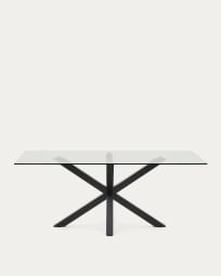 Τραπέζι Argo, γυαλί και μαύρα ατσάλινα πόδια, 200 x 100 εκ
