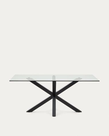 Argo Tisch aus Glas und Stahlbeine mit schwarzem Finish 180 x 100 cm