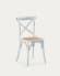 Καρέκλα Alsie, μασίφ λευκό λακαρισμένο ξύλο σημύδας και κάθισμα rattan