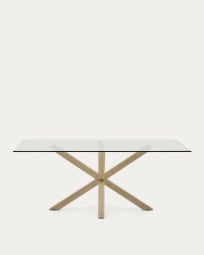 Τραπέζι Argo, γυαλί και ατσάλινα πόδια με εφέ ξύλου,  200 x 100 εκ
