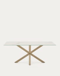 Argo Tisch mit weißem Feinsteinzeug und Stahlbeinen mit Holzeffekt 200 x 100 cm