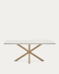 Argo Tisch 200 x 100 cm mit Melamin weiß und Stahlbeinen mit Holzeffekt