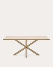Argo table in melamine with natural finish and wood-effect steel legs 200 x 100 cm