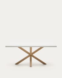 Table Argo 180 x 100 cm mélamine blanc et pieds effet bois