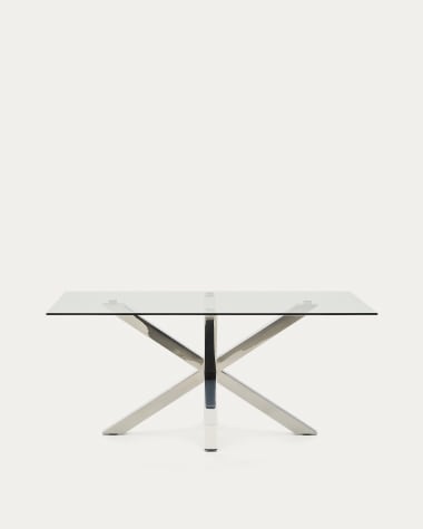 Argo Tisch aus Glas und Beine aus rostfreiem Stahl 160 x 90 cm