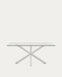 Argo glass table with steel legs with white finish 160 x 90 cm