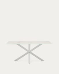 Table Argo 160 x 90 cm grès cérame pieds en acier blanc