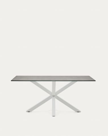 Argo table in Iron Moss porcelain and steel legs with white finish, 160 x 90 cm