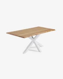 Argo oak veneer table with natural finish and steel legs with white finish 160 x 90 cm