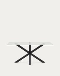 Τραπέζι Argo, γυαλί και μαύρα ατσάλινα πόδια, 160 x 90 εκ
