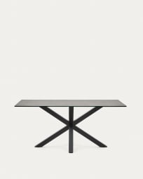 Τραπέζι Argo 160 εκ, πορσελάνη με φινίρισμα Iron Moss και μαύρα πόδια