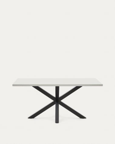 Tisch Argo aus Melamin mit weißer Oberfläche und Stahlbeinen mit schwarzem Finish, 160 x 100 cm