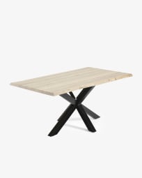 Τραπέζι Argo, λευκός καπλαμάς δρυός και μαύρα ατσάλινα πόδια, 160x90εκ