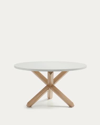 Lotus table in white with solid oak legs, Ø 120 cm
