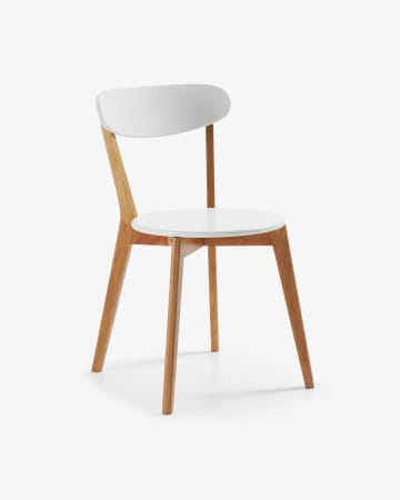 Areia white lacquered melamine and solid oak chair