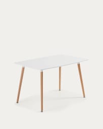 Stół Wad 140 x 80 cm cm biały lakierowany nogi z litego drewna bukowego