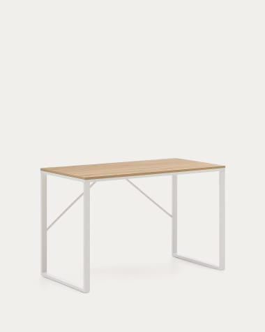 Talbot Schreibtisch aus Melamin natur und Stahlbeinen mit weißem Finish 120 x 60 cm