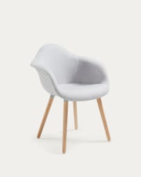 Καρέκλα Kevya, ανοιχτό γκρι και πόδια σε ξύλο οξυάς