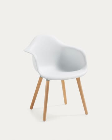 Kevya white chair with solid beech legs