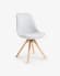 Ralf light grey chair with padded seat and solid beech legs