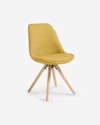 Ralf mustard chair with padded seat and solid beech legs