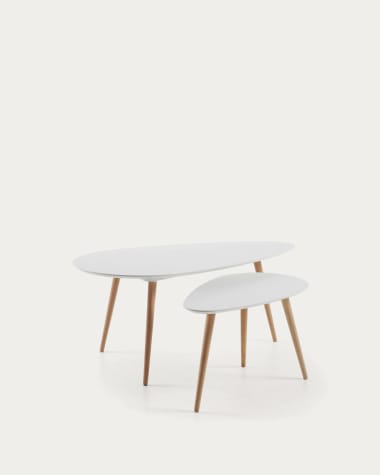 Kirb set of 2 side tables oval white