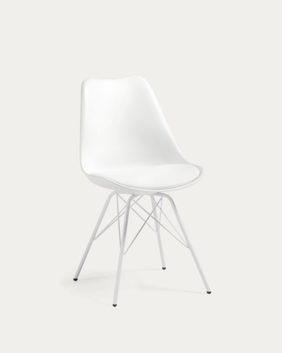 Frons Consulaat wijsvinger Ralf witte stoel met metalen poten | Kave Home