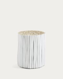 Filip solid teak with white finish side table, Ø 35 cm