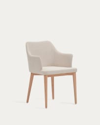 Croft chair in beige chenille with solid ash wood legs