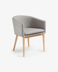 Harlan light grey chair with solid ash legs