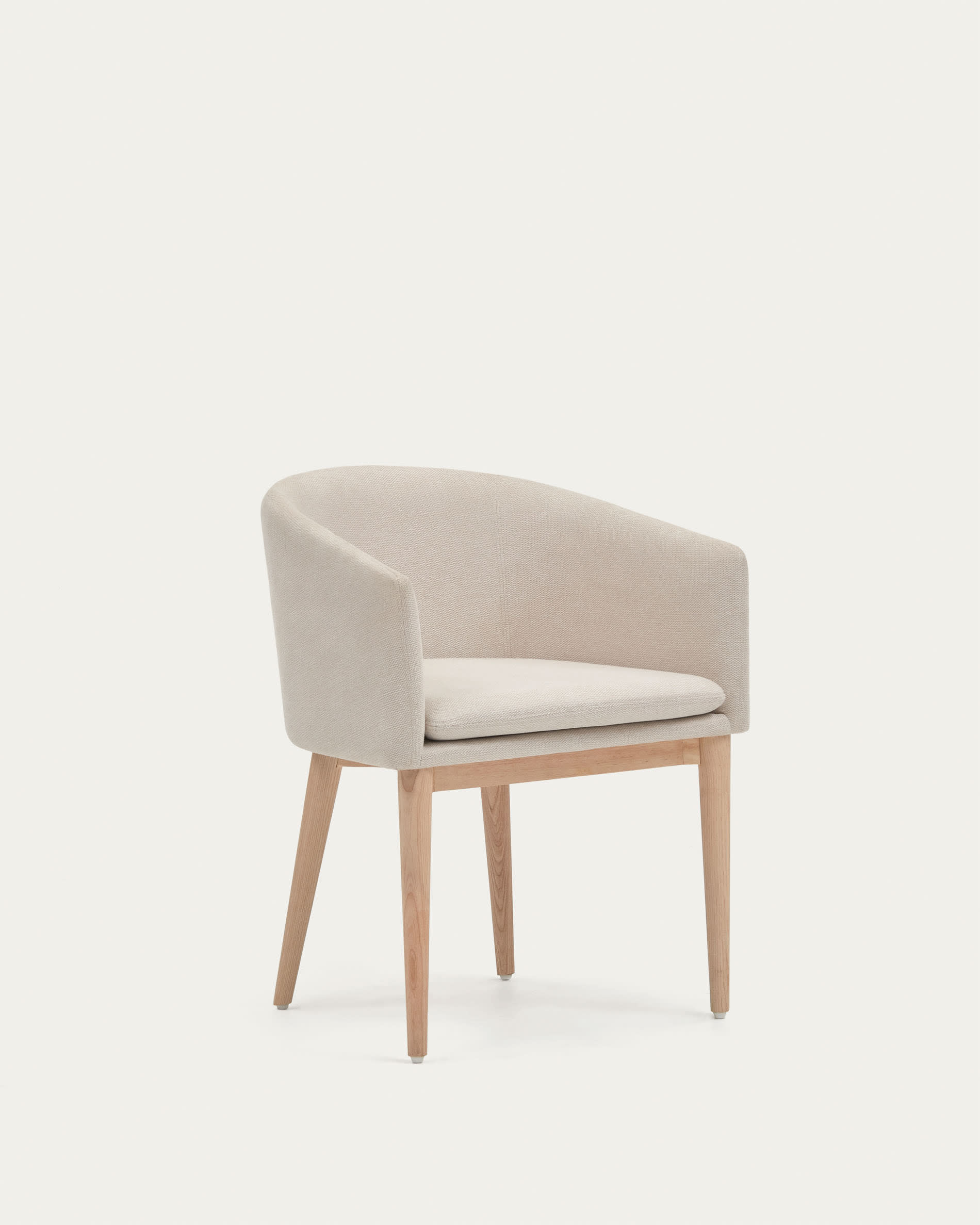 Harlan Stuhl aus beiger Chenille mit Beinen aus massiver Esche | Kave Home | Stühle