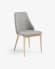 Rosie light grey chair with solid ash legs with natural finish