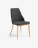 Καρέκλα Rosie, σκούρο γκρι και πόδια σε ξύλο οξυάς σε φυσικό φινίρισμα