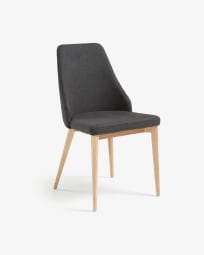 Rosie dark grey chair with solid ash legs with natural finish