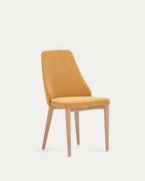Rosie chair in mustard chenille with solid ash wood legs in a natural finish