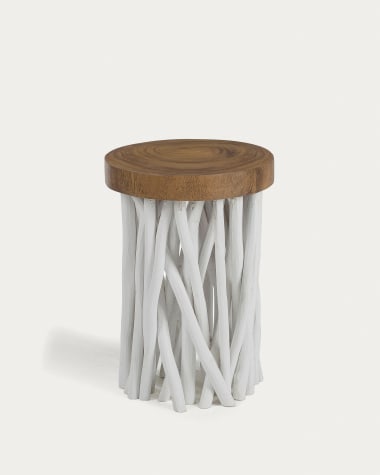 Tavolino Drom in legno massello di mungur e teak Ø 35 cm