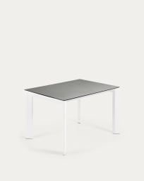 Table extensible Axis grès cérame finition Hydra Plomb et pieds en acier blanc 120(180)cm