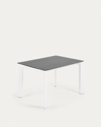 Axis porcelain extendable table in Volcano Rock finish with white steel legs 120 (180) cm
