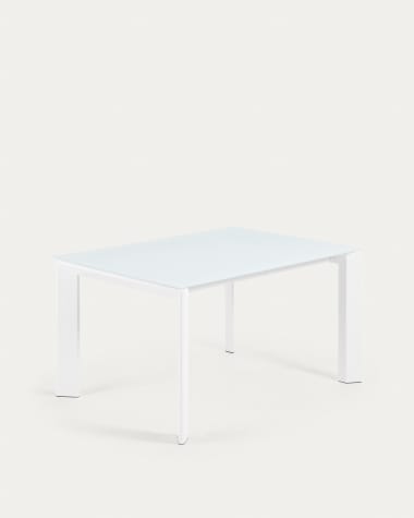 Axis white glass extendable table with white steel legs 140 (200) cm