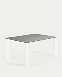 Table extensible Axis grès cérame finition Hydra Plomo pieds blancs 160 (220) cm
