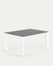 Table extensible Axis grès cérame finition Vulcano Roca pieds blancs 160 (220) cm