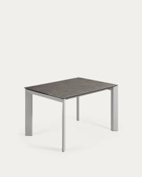 Ανοιγόμενο τραπέζι Axis, κεραμικό Vulcano Ceniza και γκρι ατσάλινα πόδια, 120(180)εκ