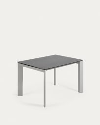 Axis porcelain extendable table in Volcano Rock finish with grey steel legs 120 (180) cm